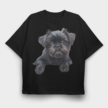 Affenpinscher Peeking Face, Tricou Oversize Barbati (Unisex)