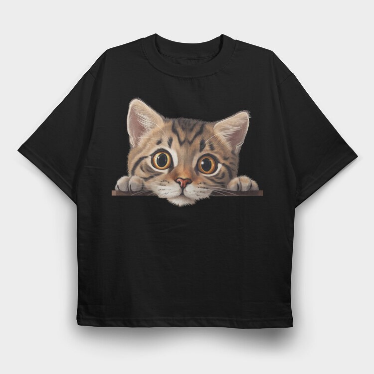 American Shorthair Peep, Tricou Oversize Barbati (Unisex)