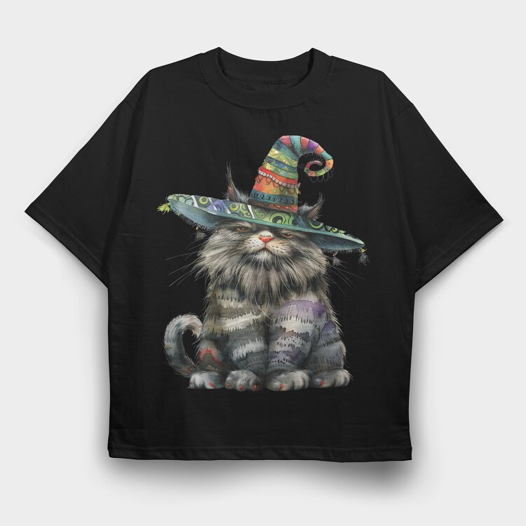 Angry Cat Hat 95807296, Tricou Oversize Barbati (Unisex)