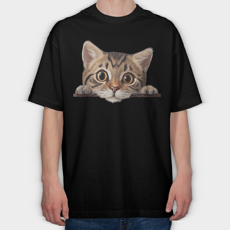 American Shorthair Peep, Tricou Oversize Barbati (Unisex)