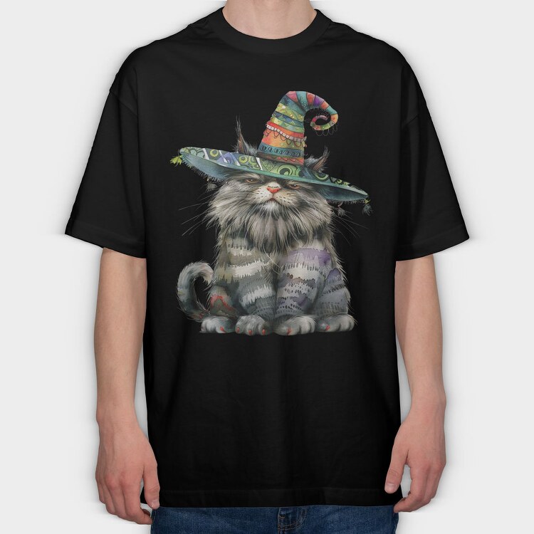 Angry Cat Hat 95807296, Tricou Oversize Barbati (Unisex)