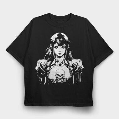 Anime Nightmare Girl, Tricou Oversize Barbati (Unisex)