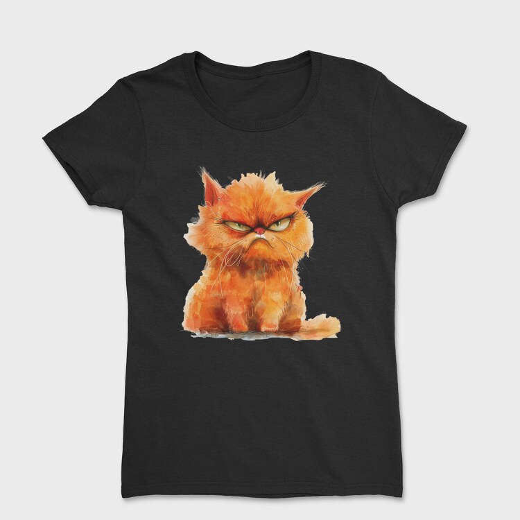 Angry Cat Watercolor, Tricou Femei