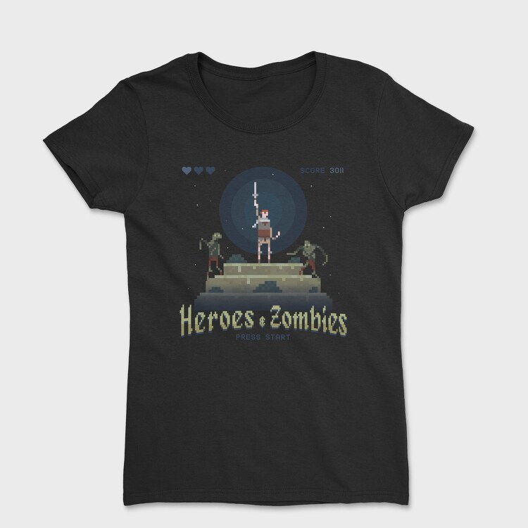 Heroes and Zombies Pixelart, Tricou Femei