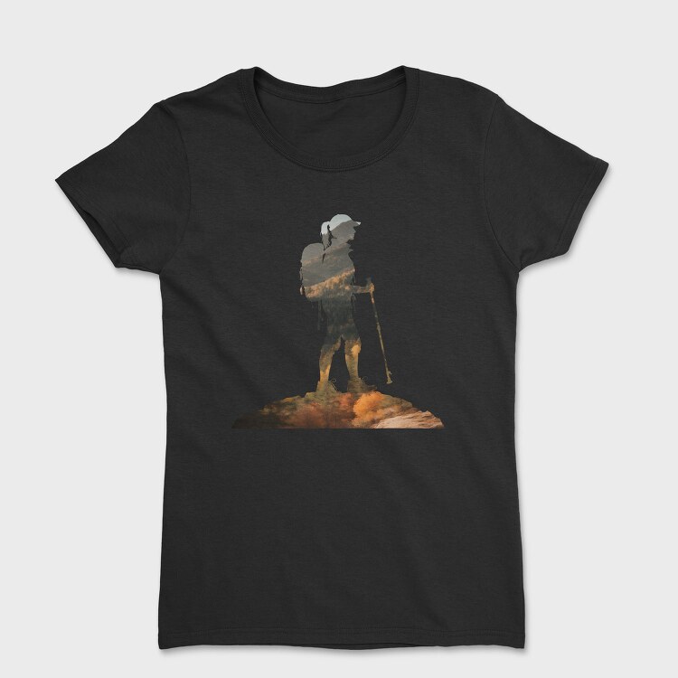 Hiking Woman Mountains Exposure, Tricou Femei
