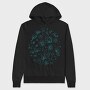 Circle Of Flowers And Leaves Botanical Line Elements, Hanorac Oversize Barbati (Unisex)