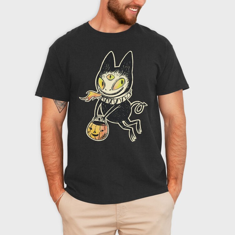 Demon Cat Illustration, Tricou Barbati (Unisex)