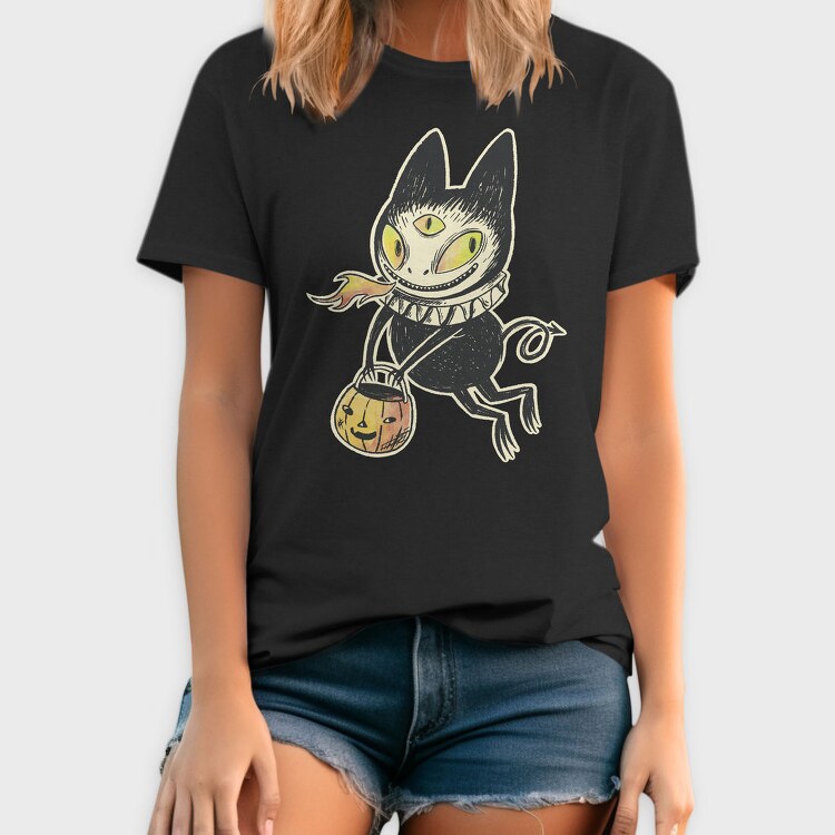 Demon Cat Illustration, Tricou Barbati (Unisex)