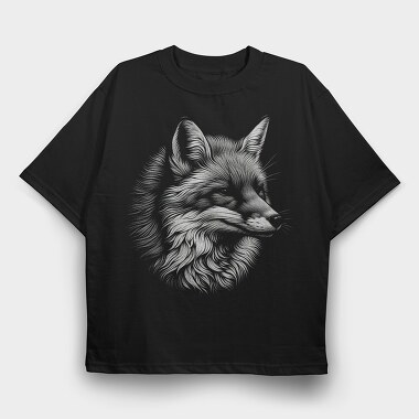 Wild Fox Monochromatic Portrait, Tricou Oversize Barbati (Unisex)