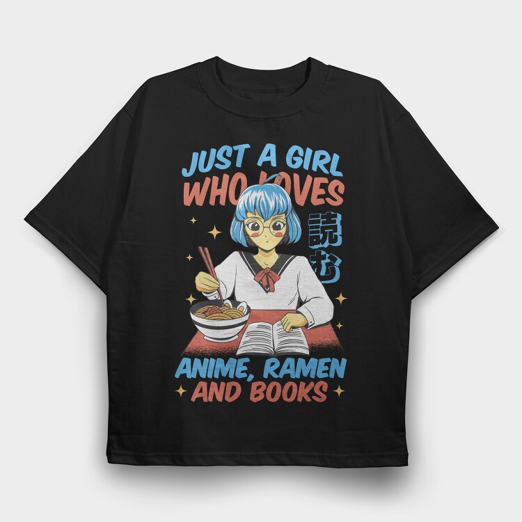 Anime Ramen And Book Lover, Tricou Oversize Barbati (Unisex)