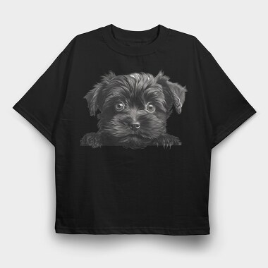 Affenpinscher Peeking, Tricou Oversize Barbati (Unisex)
