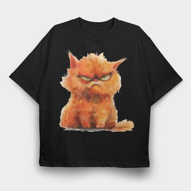 Angry Cat Watercolor, Tricou Oversize Barbati (Unisex)