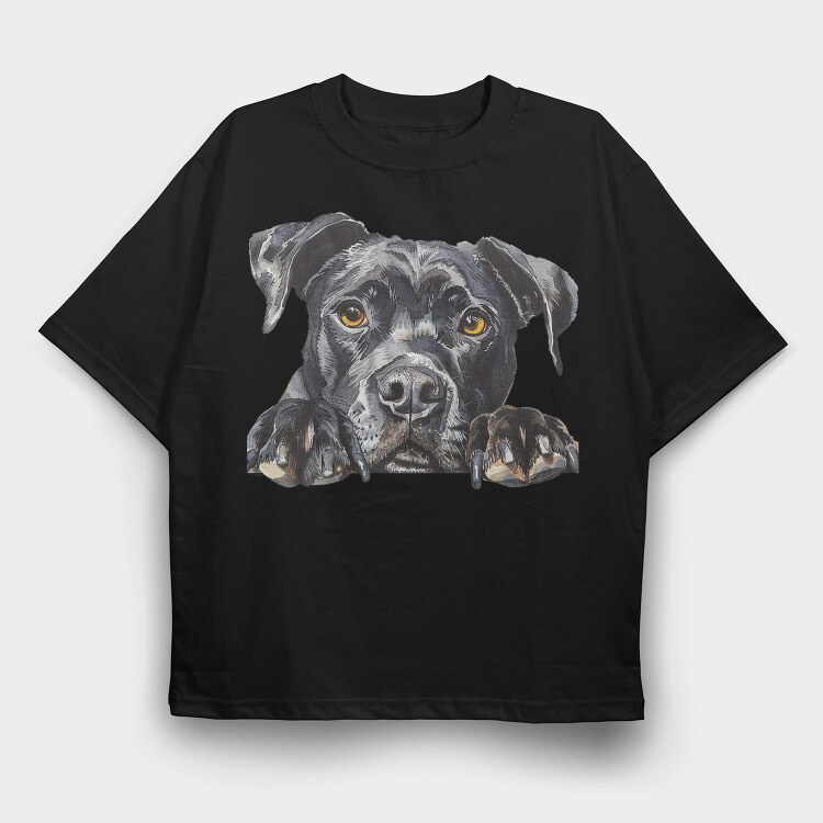 American Staffordshire Terrier Peeking Face, Tricou Oversize Barbati (Unisex)