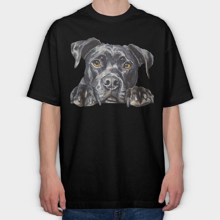 American Staffordshire Terrier Peeking Face, Tricou Oversize Barbati (Unisex)