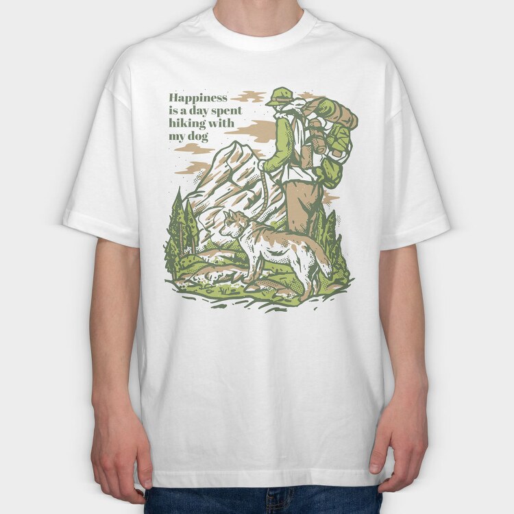 Hiking With My Dog, Tricou Oversize Barbati (Unisex)