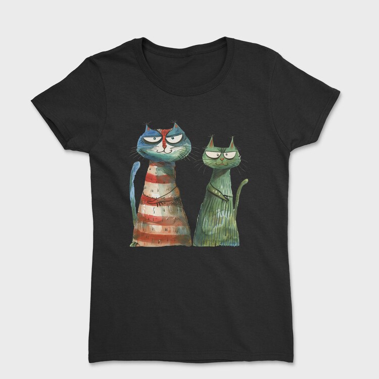 Angry Cats Sublimation Clipart, Tricou Femei