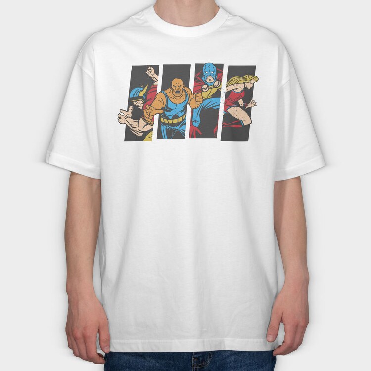 Hero Collage, Tricou Oversize Barbati (Unisex)