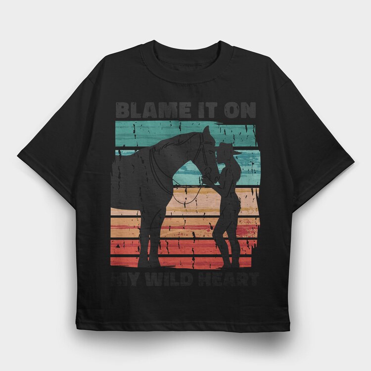 Wild Heart Horse My, Tricou Oversize Barbati (Unisex)