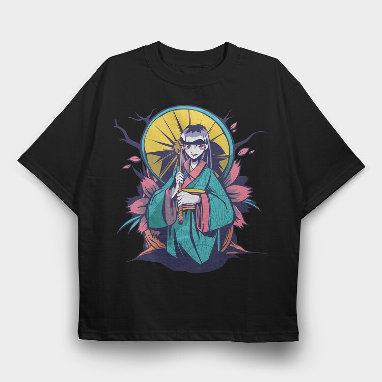 Umbrella Anime Girl, Tricou Oversize Barbati (Unisex)