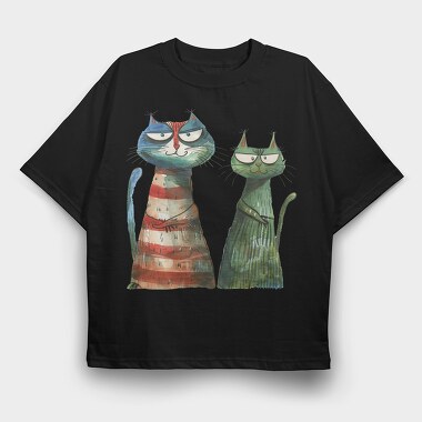 Angry Cats Sublimation Clipart, Tricou Oversize Barbati (Unisex)