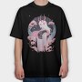 Demon Japanese Fantasy Girl Sorceress Horn Sakura, Tricou Oversize Barbati (Unisex)