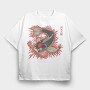 Japanese Koi Flames Fire Traditional, Tricou Oversize Barbati (Unisex)