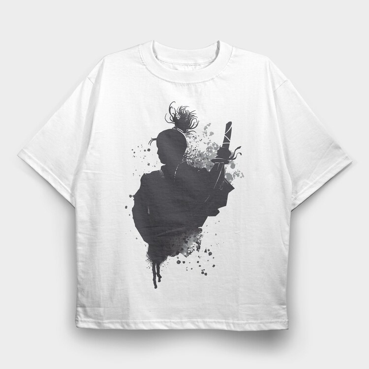 Japanese Samurai Warrior Ink Art, Tricou Oversize Barbati (Unisex)