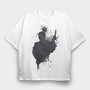 Japanese Samurai Warrior Ink Art, Tricou Oversize Barbati (Unisex)