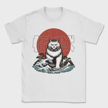 Japanese Wave Cat Catzilla, Tricou Barbati (Unisex)