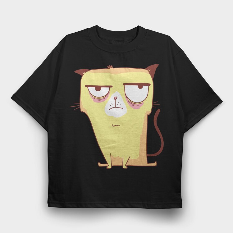 Annoyed Yellow Cat Grumpy, Tricou Oversize Barbati (Unisex)