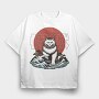 Japanese Wave Cat Catzilla, Tricou Oversize Barbati (Unisex)