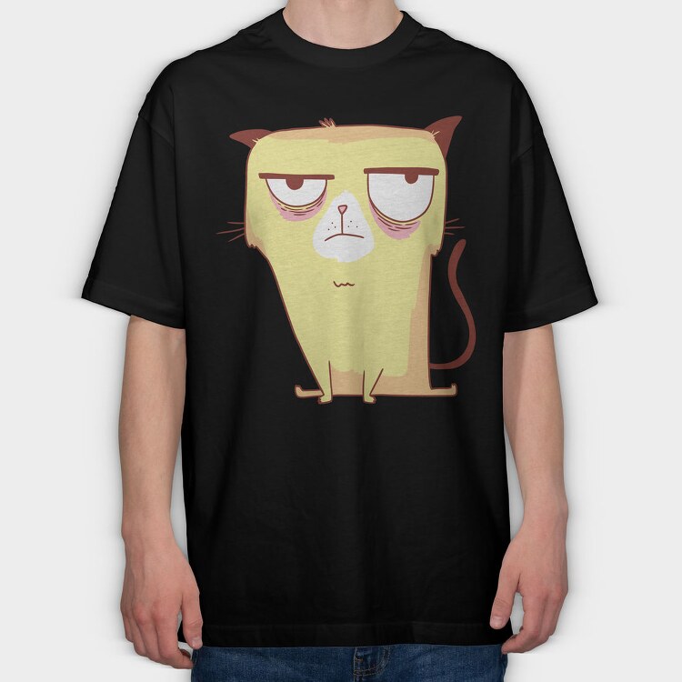 Annoyed Yellow Cat Grumpy, Tricou Oversize Barbati (Unisex)