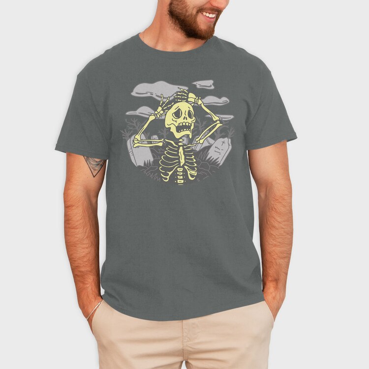 Graveyard Skeleton Unhappy Squeleton In A, Tricou Barbati (Unisex)