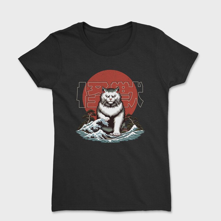 Japanese Wave Cat Catzilla, Tricou Femei