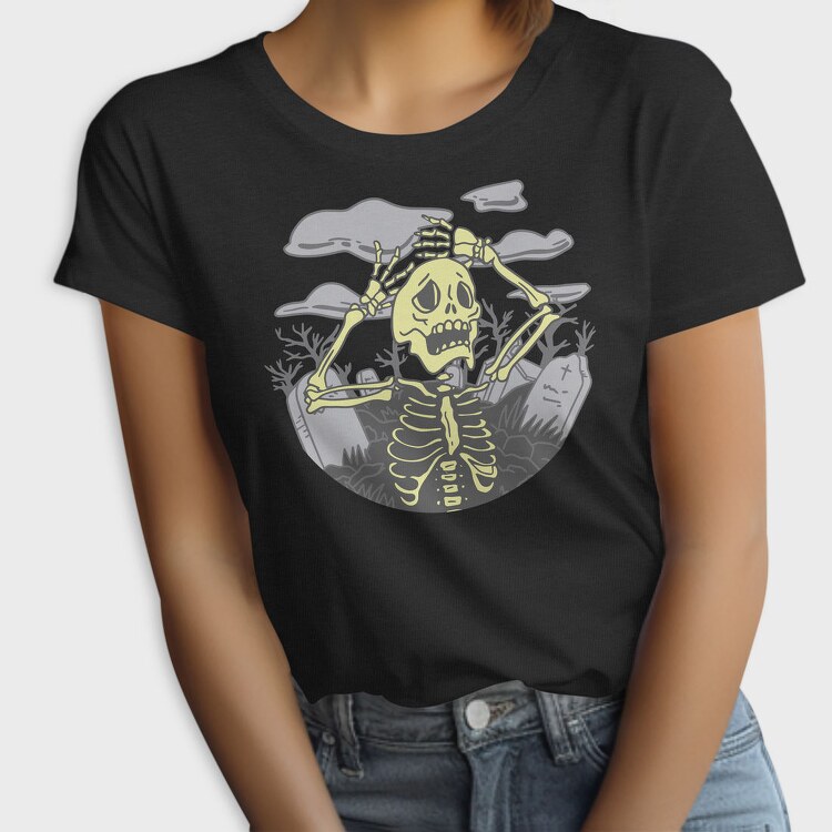 Graveyard Skeleton Unhappy Squeleton In A, Tricou Femei