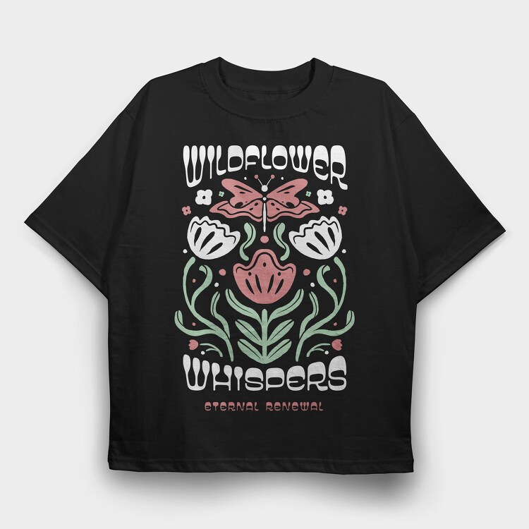 Wildflower Whispers Butterfly, Tricou Oversize Barbati (Unisex)