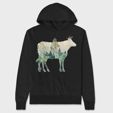 Cow Forest Silhouette, Hanorac Oversize Barbati (Unisex)