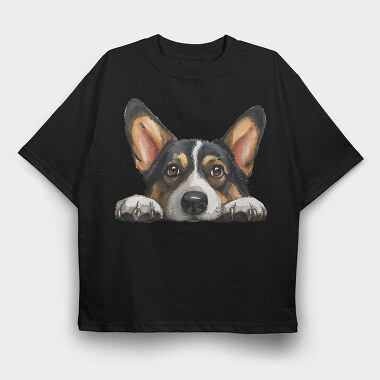 Corgi Peeper Club, Tricou Oversize Barbati (Unisex)