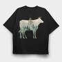 Cow Forest Silhouette, Tricou Oversize Barbati (Unisex)