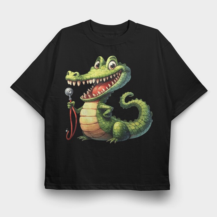 Crocodile Stethoscope Smile, Tricou Oversize Barbati (Unisex)