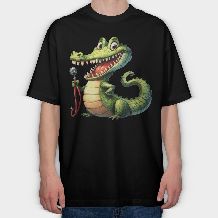 Crocodile Stethoscope Smile, Tricou Oversize Barbati (Unisex)
