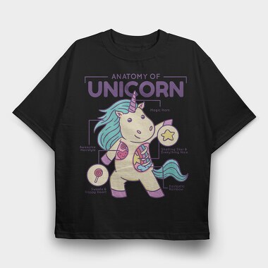 Unicorn Anatomy Chart, Tricou Oversize Barbati (Unisex)