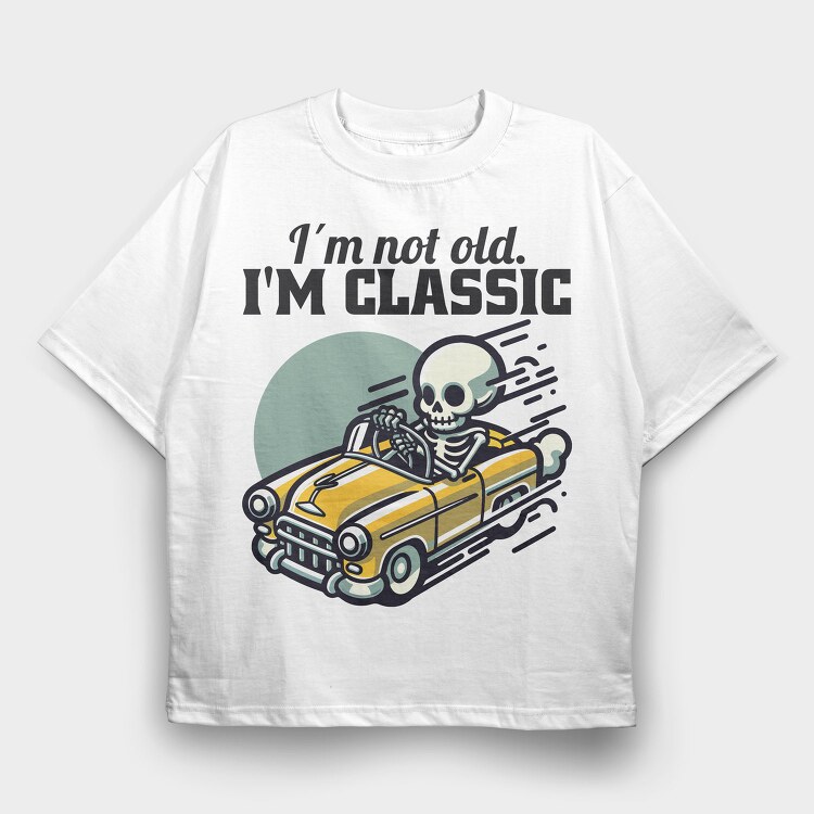 Classic Skeleton Car, Tricou Oversize Barbati (Unisex)