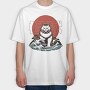 Japanese Wave Cat Catzilla, Tricou Oversize Barbati (Unisex)