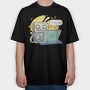 Robot Working On Computer, Tricou Oversize Barbati (Unisex)