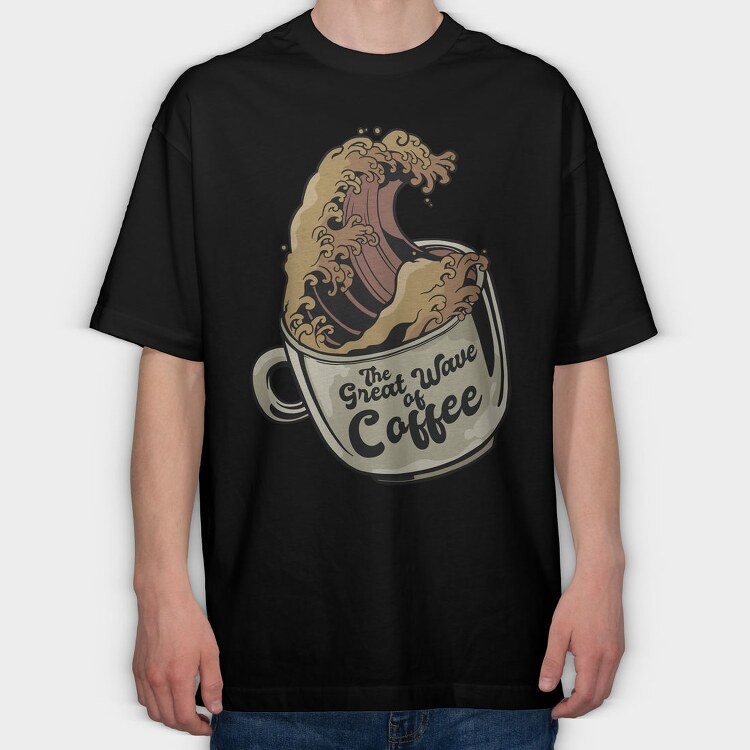 Great Wave Coffee Cup, Tricou Oversize Barbati (Unisex)