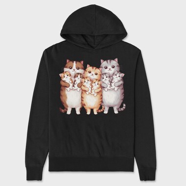Cute Cats Family, Hanorac Oversize Barbati (Unisex)