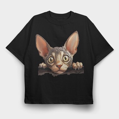 Cornish Rex Peeking Cat, Tricou Oversize Barbati (Unisex)