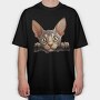 Cornish Rex Peeking Cat, Tricou Oversize Barbati (Unisex)