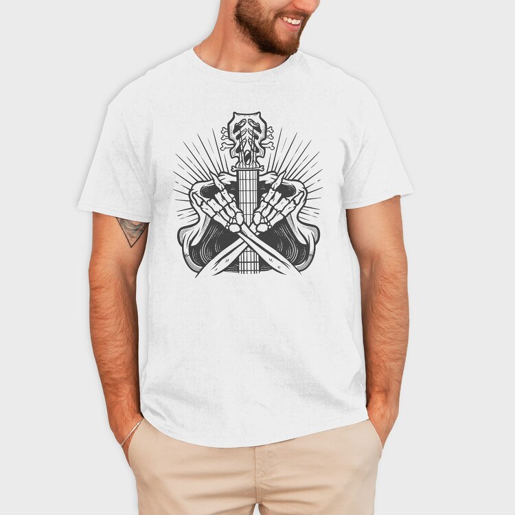 Rock And Roll Skeleton And Guitar, Tricou Barbati (Unisex)